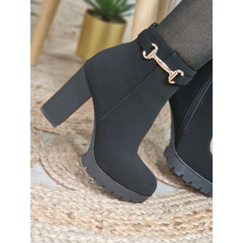 Bottines femme talon suédine Margot noires