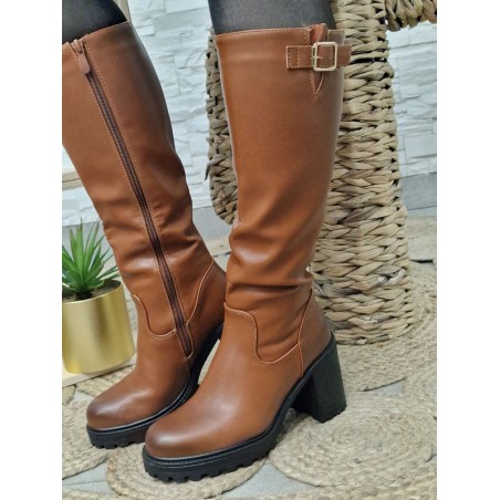 Bottes femme talon Tania camel