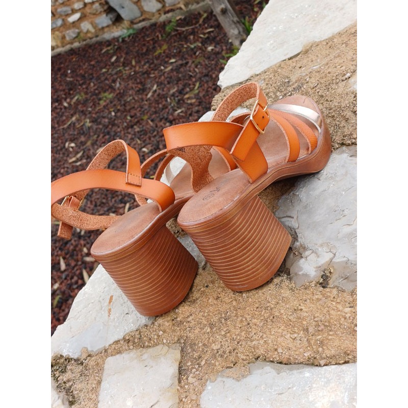 Sandales a talon Milena camel