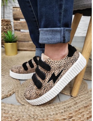 Basket blanche et leopard femme online