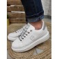 Baskets femme sneakers LPB Jone blanches et argent