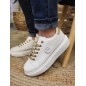 Baskets femme sneakers LPB Jone blanches et dorées