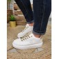 Baskets femme sneakers LPB Jone blanches et dorées