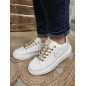 Baskets femme sneakers LPB Jone blanches et dorées