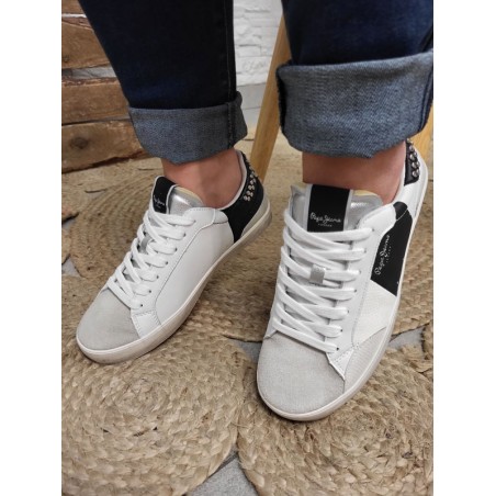 Baskets cuir femme Pepe Jeans lane glam blanches