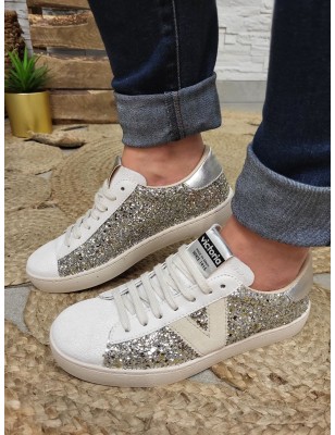 Baskets femme Victoria Berlin glitter argent