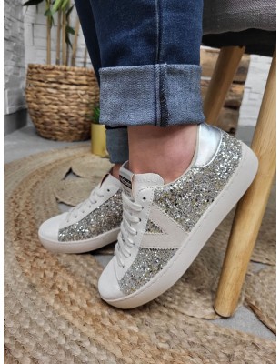 Baskets femme Victoria Berlin glitter argent