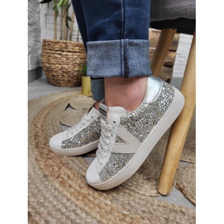 Baskets femme Victoria Berlin glitter argent