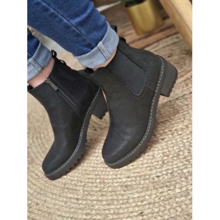 Bottines femme Ophelie noires croco