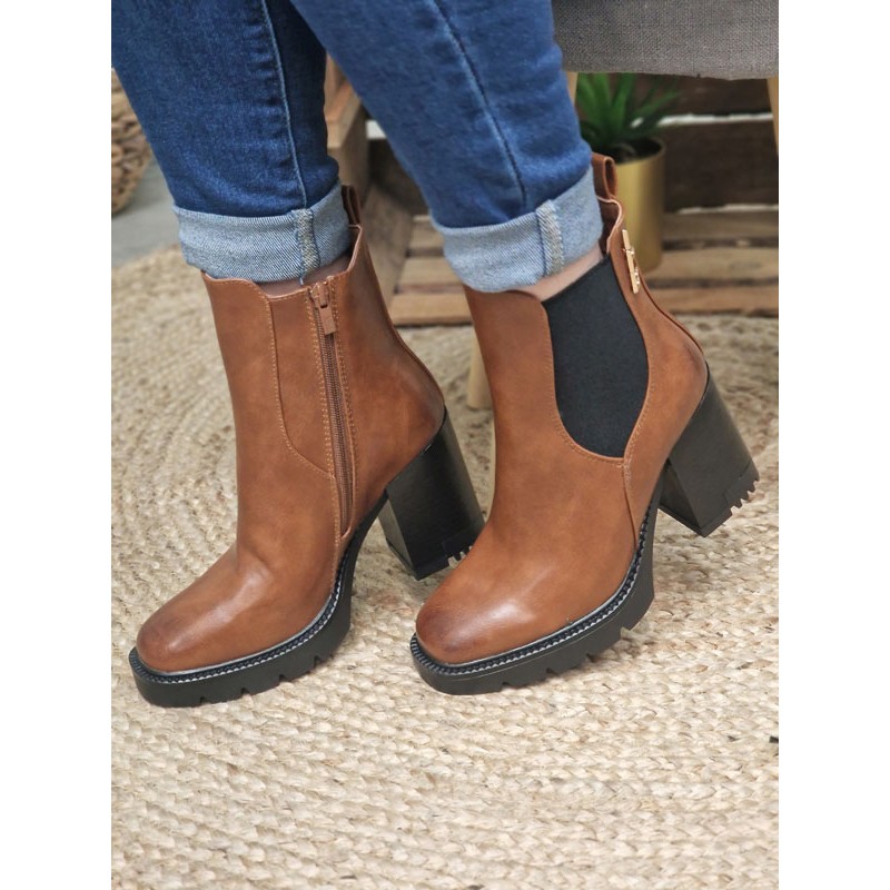 Bottines talon femme LPB Gasparine camel