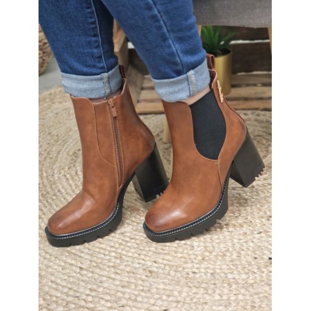 Bottines talon femme LPB Gasparine camel