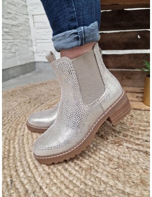 Bottines femme Ophelie argent croco