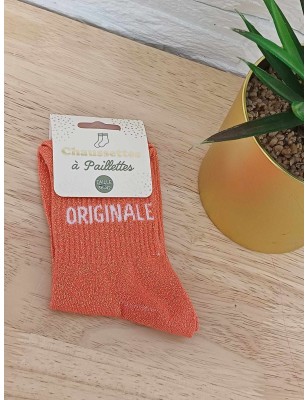 Chaussettes à paillettes "originale" orange