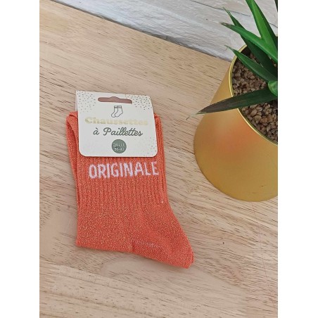 Chaussettes à paillettes "originale" orange