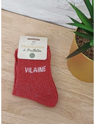 Chaussettes à paillettes "vilaine" rouges