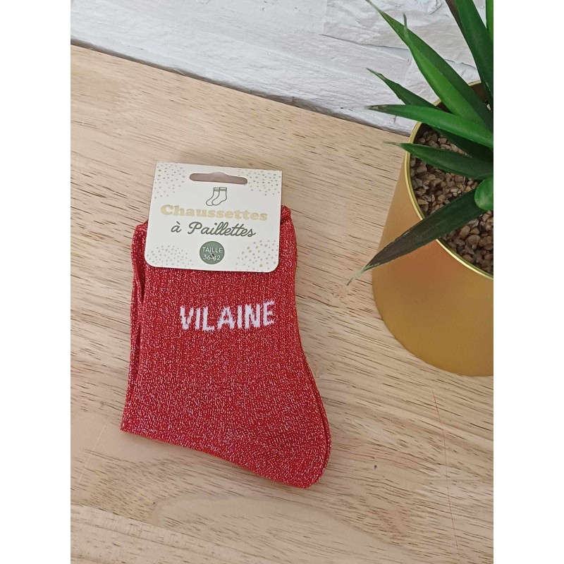 Chaussettes à paillettes "vilaine" rouges