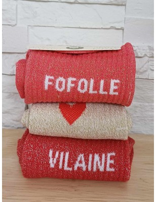 Chaussettes à paillettes "vilaine" rouges