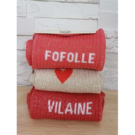 Chaussettes à paillettes "vilaine" rouges