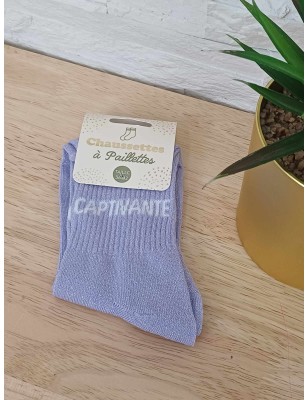 Chaussettes à paillettes "captivante" violettes