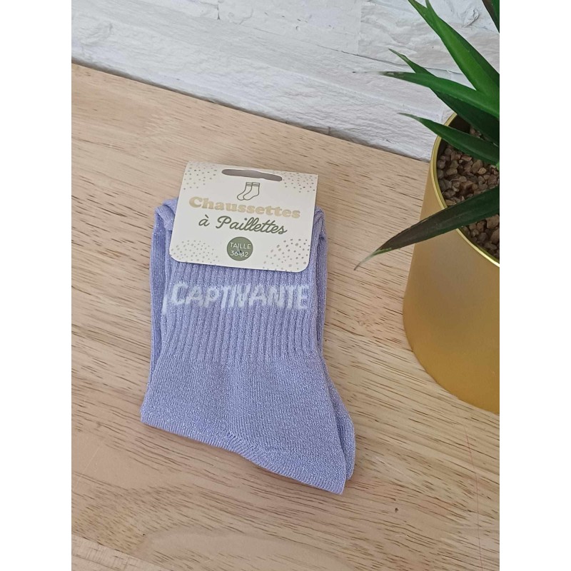 Chaussettes à paillettes "captivante" violettes