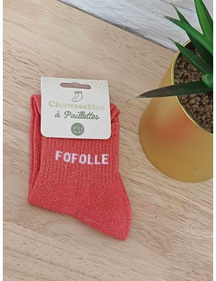 Chaussettes à paillettes "fofolle" orange