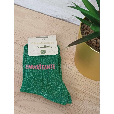 Chaussettes à paillettes "envoûtante" vertes