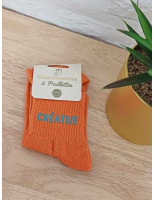 Chaussettes à paillettes "créative" orange