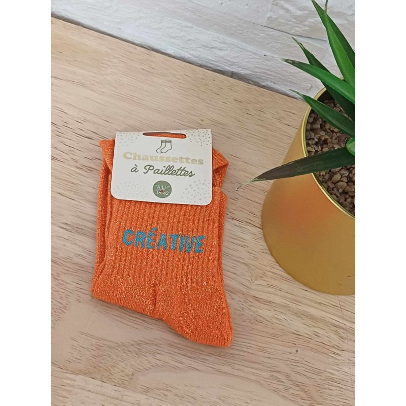 Chaussettes à paillettes "créative" orange