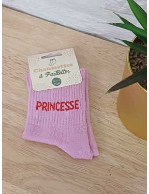 Chaussettes à paillettes "princesse" roses