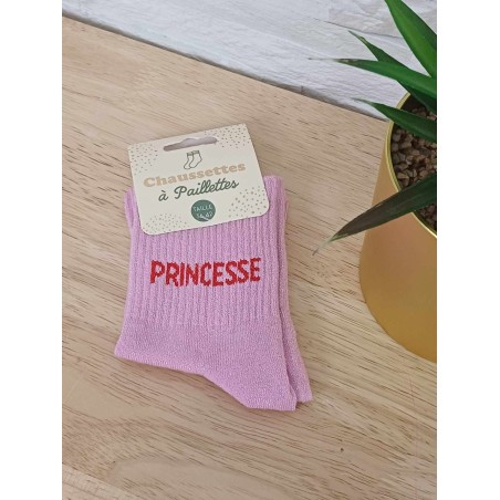 Chaussettes à paillettes "princesse" roses