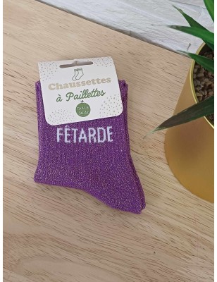 Chaussettes à paillettes "fêtarde" violettes