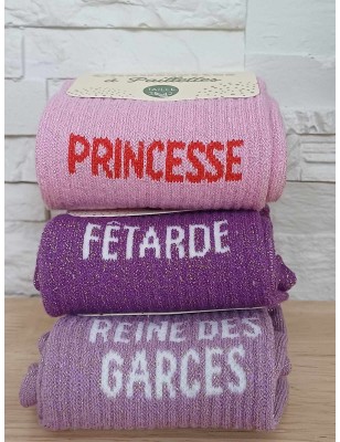 Chaussettes à paillettes "fêtarde" violettes