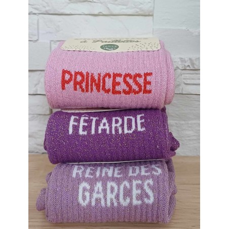 Chaussettes à paillettes "fêtarde" violettes