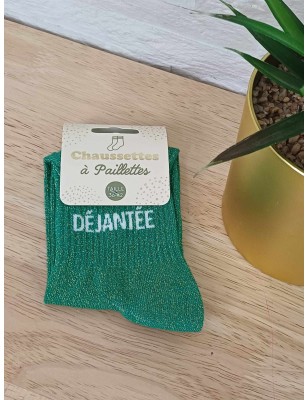 Chaussettes à paillettes "déjantée" vertes