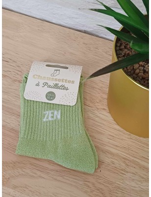 Chaussettes à paillettes "zen" vert clair