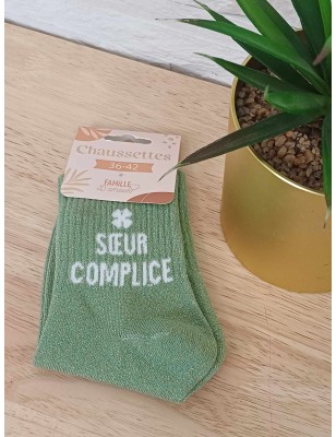 Chaussettes à paillettes "sœur complice" vertes