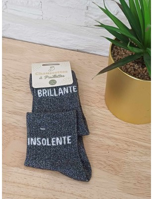 Chaussettes à paillettes duo "brillante insolente" noires