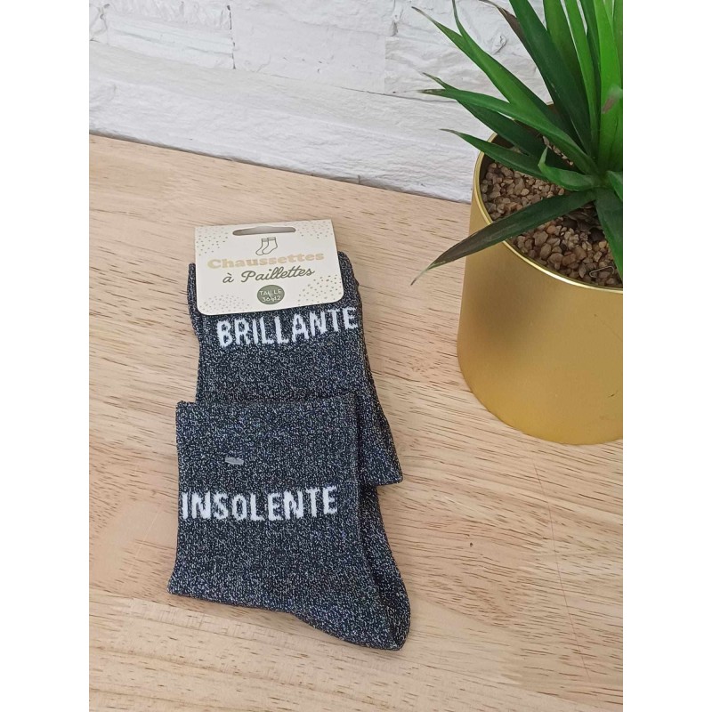 Chaussettes à paillettes duo "brillante insolente" noires