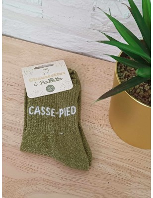 Chaussettes à paillettes "casse-pied" kaki