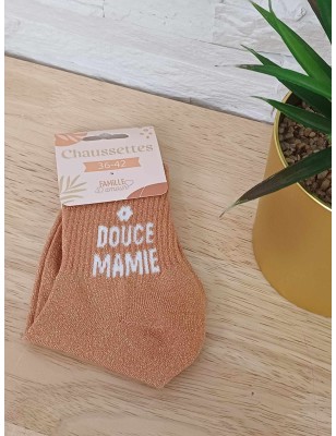 Chaussettes à paillettes "douce mamie" orange