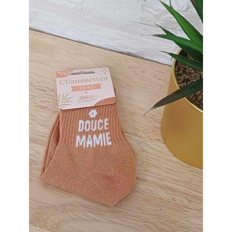 Chaussettes à paillettes "douce mamie" orange