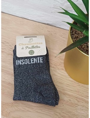 Chaussettes à paillettes "insolente" noires