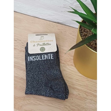 Chaussettes à paillettes "insolente" noires