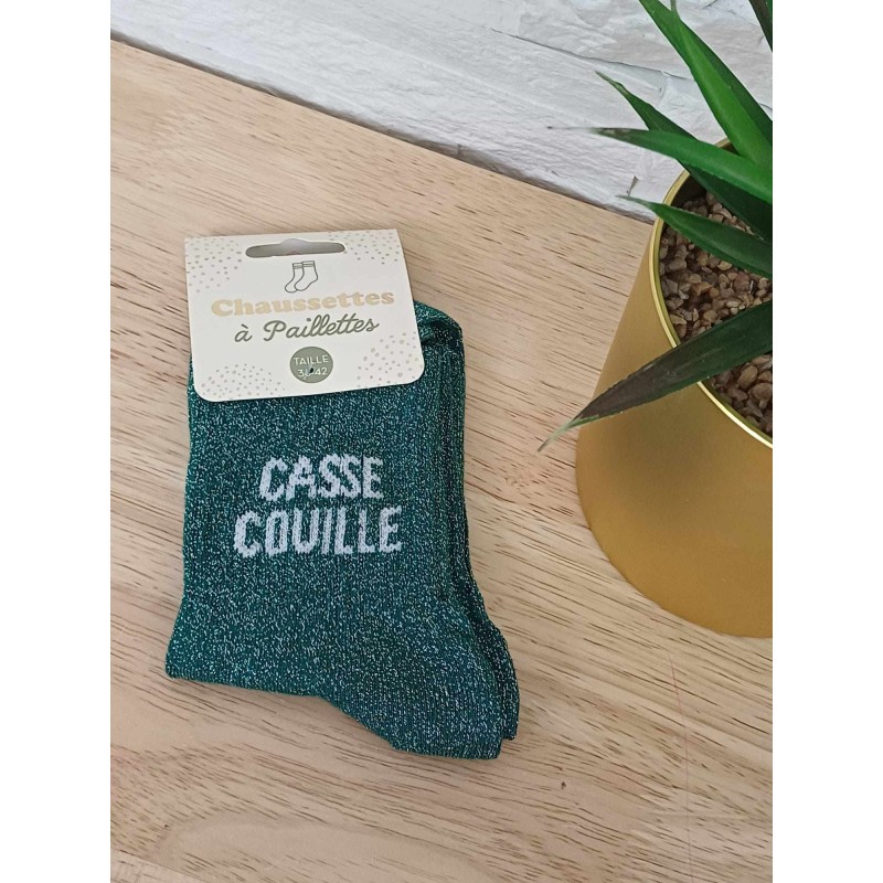 Chaussettes à paillettes "casse-couille" vertes