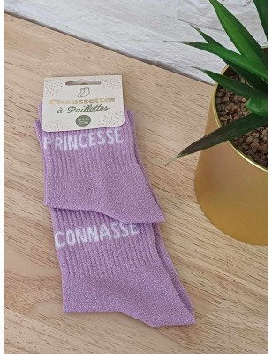 Chaussettes à paillettes duo "princesse connasse" violettes