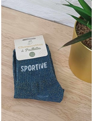 Chaussettes à paillettes "sportive" bleu canard