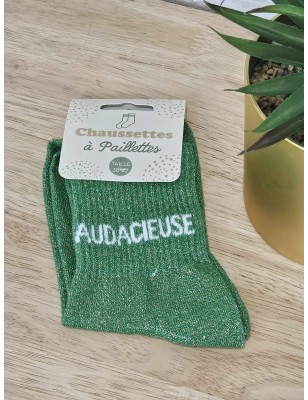 Chaussettes à paillettes "audacieuse" vertes