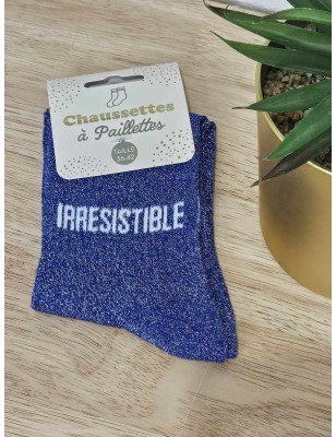 Chaussettes à paillettes "irrésistible" bleues