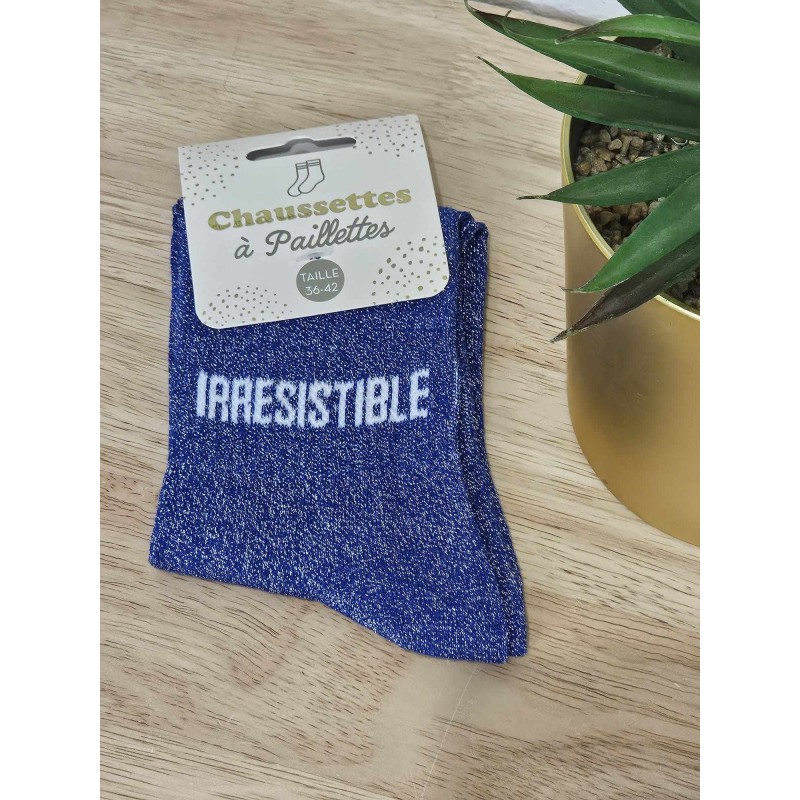 Chaussettes à paillettes "irrésistible" bleues