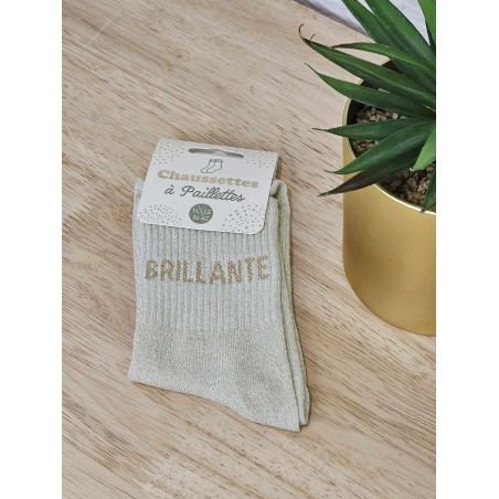 Chaussettes à paillettes "brillante" dorée